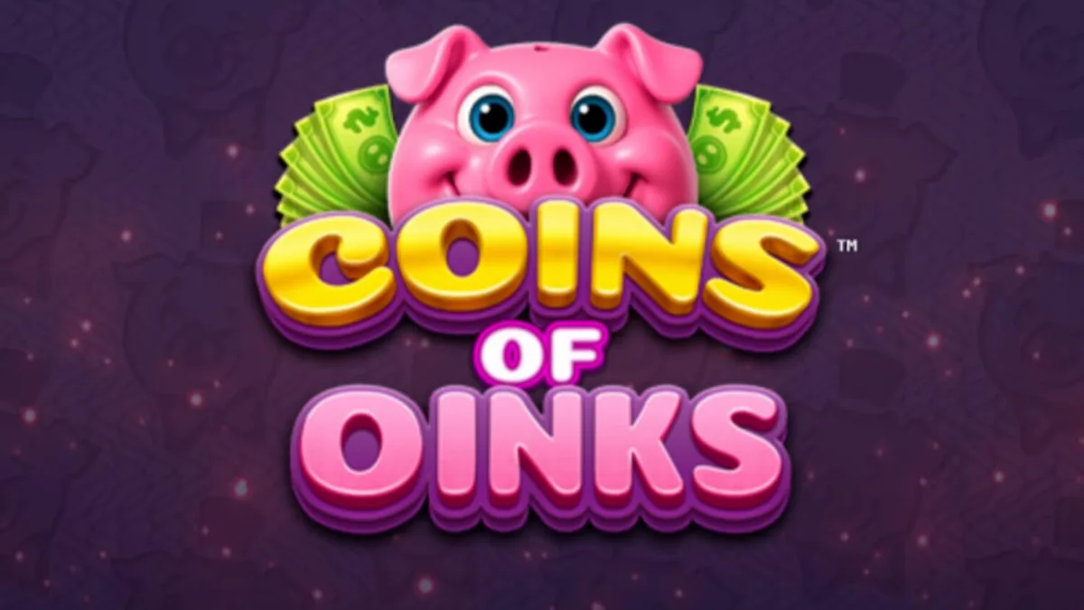 Tampilan visual mewah dari slot Coins of Oinks dengan tema babi kaya raya